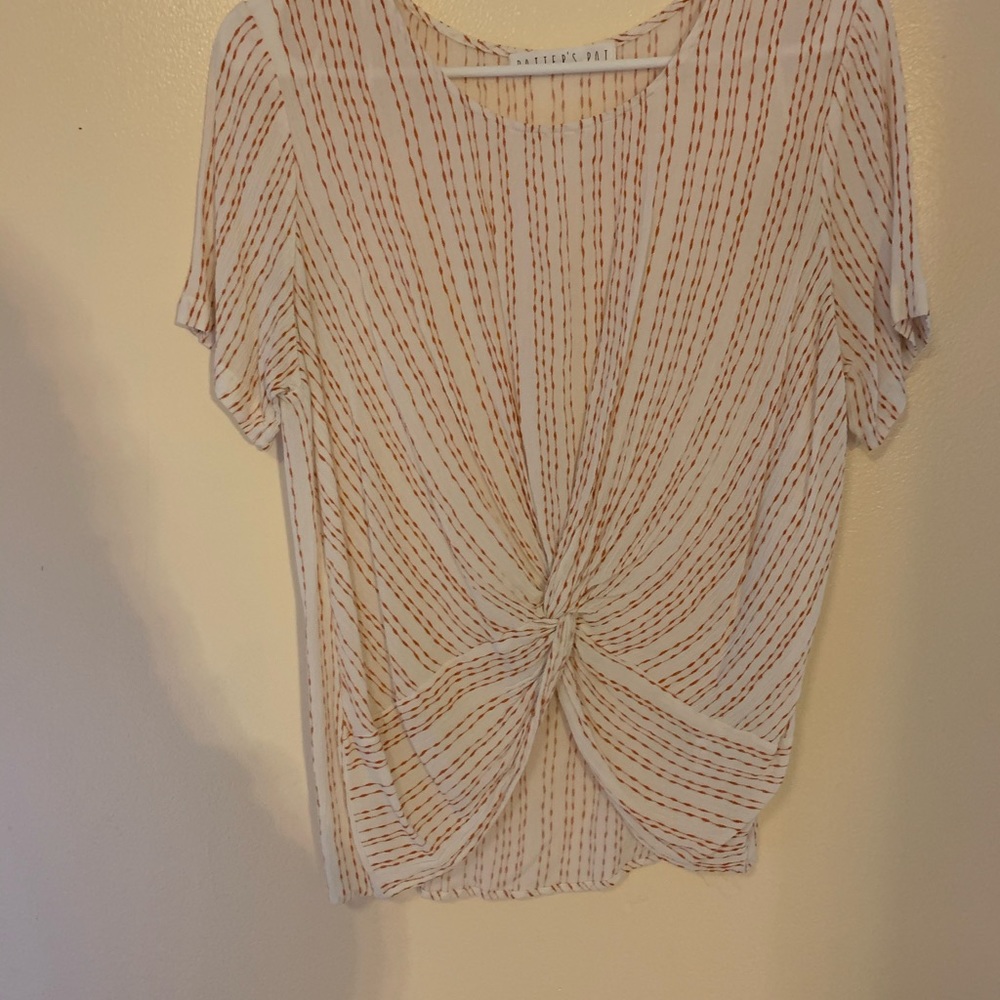 Orange and White Blouse
